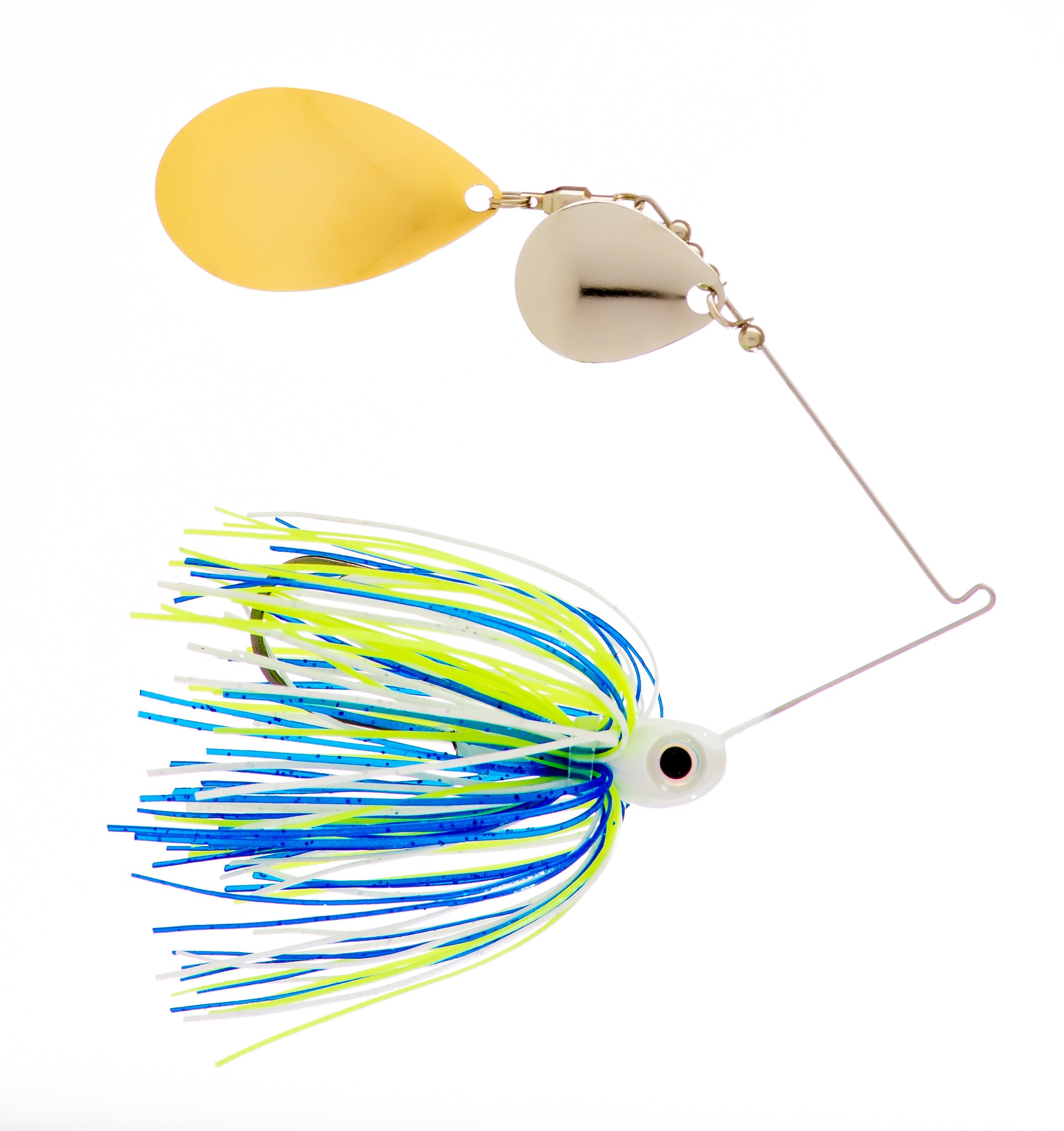3/8 oz Blue / White / Chartreuse Spinner Baits