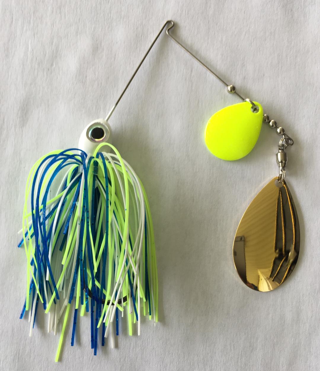 3/8 oz Blue / White / Chartreuse Spinner Baits